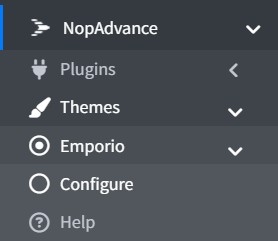 Emporio theme admin navigation menu